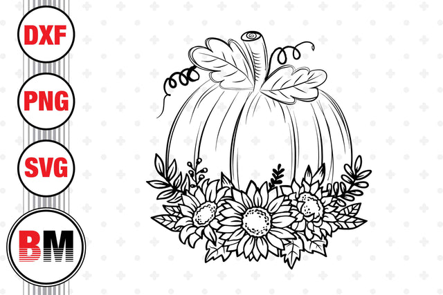 Hand Drawn Pumpkin Sunflower SVG, PNG, DXF Files SVG BMDesign 