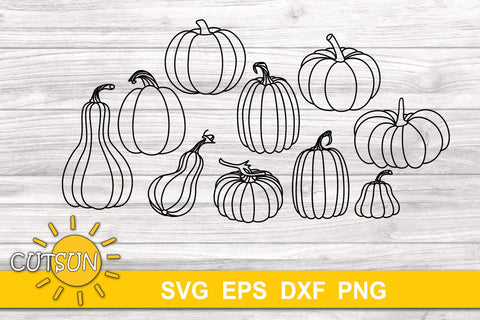 Hand drawn Pumpkin SVG bundle of 10 | Doodle pumpkins svg SVG CutsunSVG 