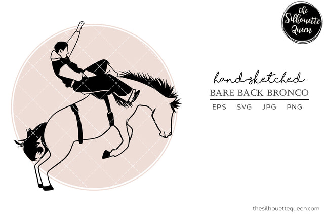 Hand drawn Rodeo Bare Back bronco clipart clip art, logo, cut files for Silhouette Cameo Studio, Cricut Design Space, Svg, Png, Vector Design SVG Loveleen Kaur 