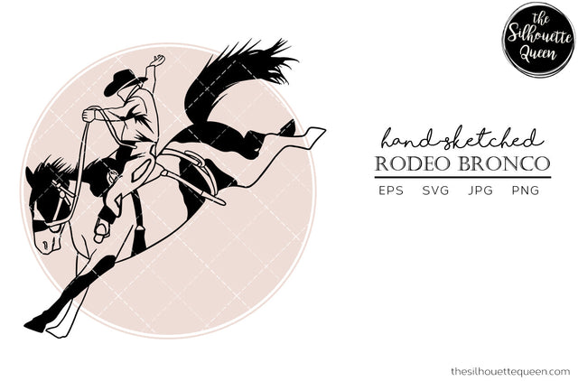 Hand drawn Rodeo Bronco clipart clip art, logo, cut files for Silhouette Cameo Studio, Cricut Design Space, Svg, Png, Vector Design SVG Loveleen Kaur 