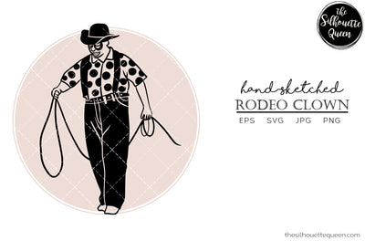 Hand drawn Rodeo Clown clipart clip art, logo, cut files for Silhouette Cameo Studio, Cricut Design Space, Svg, Png, Vector Design SVG Loveleen Kaur 