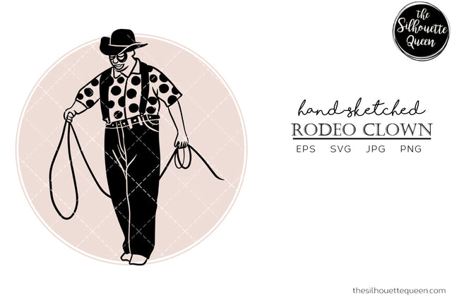 Hand drawn Rodeo Clown clipart clip art, logo, cut files for Silhouette Cameo Studio, Cricut Design Space, Svg, Png, Vector Design SVG Loveleen Kaur 