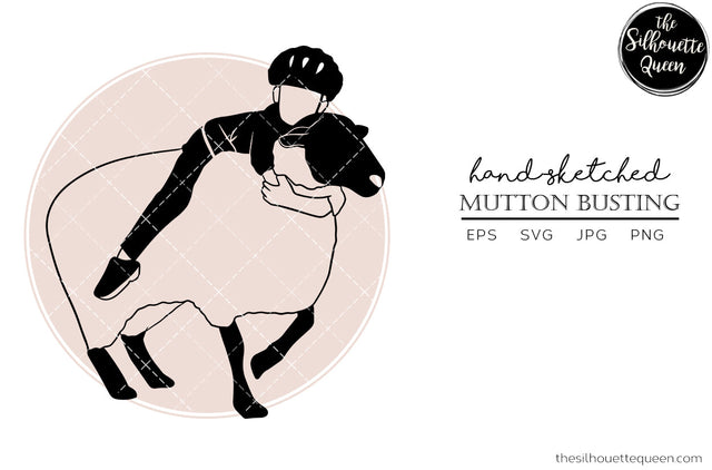 Hand drawn Rodeo Mutton Busting clipart clip art, logo, cut files for Silhouette Cameo Studio, Cricut Design Space, Svg, Png, Vector Design SVG Loveleen Kaur 