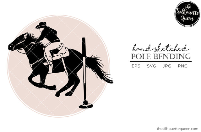 Hand drawn Rodeo Pole Bending clipart clip art, logo, cut files for Silhouette Cameo Studio, Cricut Design Space, Svg, Png, Vector Design SVG Loveleen Kaur 