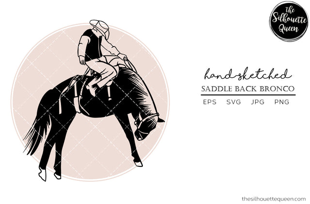 Hand drawn Rodeo Saddle Back Bronco clipart clip art, logo, cut files for Silhouette Cameo Studio, Cricut Design Space, Svg, Png, Vector Design SVG Loveleen Kaur 