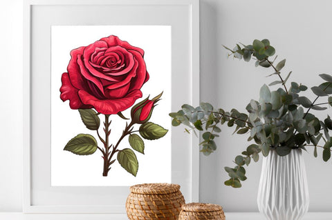 Hand Drawn Rose Flower Clipart Sublimation Regulrcrative 