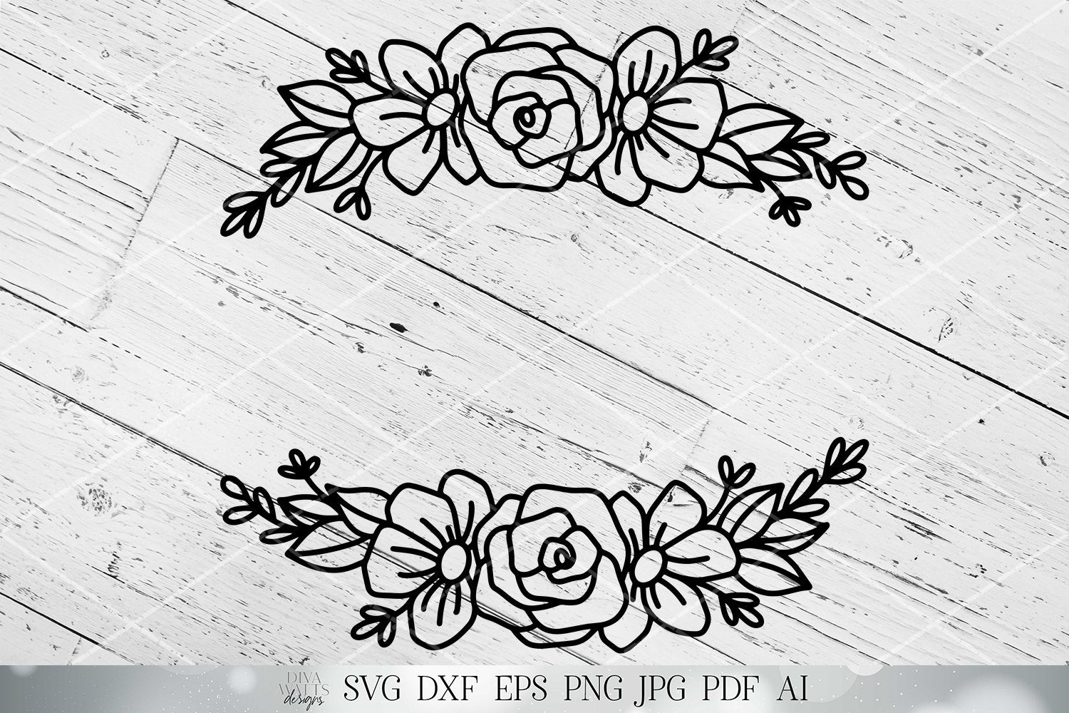Hand Drawn Line Drawing Rose Flower Decorative Pattern Svg Element