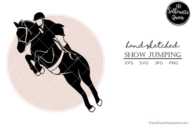 Hand drawn Show Jumping clipart clip art, logo, cut files for Silhouette Cameo Studio, Cricut Design Space, Svg, Png, Vector Design SVG Loveleen Kaur 