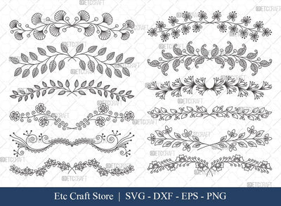 Hand Drawn Square Floral Frame SVG Cut Files | Flower Wreath SVG | Wedding Monogram SVG | Square Frame | Floral Text Logo Frame | SFF001 SVG ETC Craft 