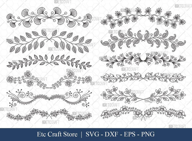 Hand Drawn Square Floral Frame SVG Cut Files | Flower Wreath SVG | Wedding Monogram SVG | Square Frame | Floral Text Logo Frame | SFF001 SVG ETC Craft 