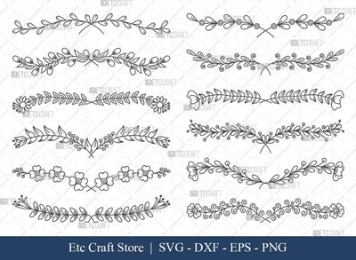 Hand Drawn Square Floral Frame SVG Cut Files | Flower Wreath SVG | Wedding Monogram SVG | Square Frame | Floral Text Logo Frame | SFF0010 SVG ETC Craft 