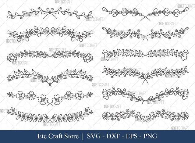 Hand Drawn Square Floral Frame SVG Cut Files | Flower Wreath SVG | Wedding Monogram SVG | Square Frame | Floral Text Logo Frame | SFF0010 SVG ETC Craft 