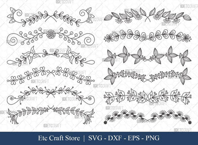 Hand Drawn Square Floral Frame SVG Cut Files | Flower Wreath SVG | Wedding Monogram SVG | Square Frame | Floral Text Logo Frame | SFF0012 SVG ETC Craft 