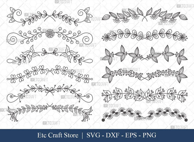 Hand Drawn Square Floral Frame SVG Cut Files | Flower Wreath SVG | Wedding Monogram SVG | Square Frame | Floral Text Logo Frame | SFF0012 SVG ETC Craft 
