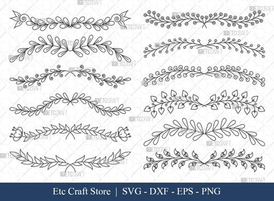 Hand Drawn Square Floral Frame SVG Cut Files | Flower Wreath SVG | Wedding Monogram SVG | Square Frame | Floral Text Logo Frame | SFF004 SVG ETC Craft 