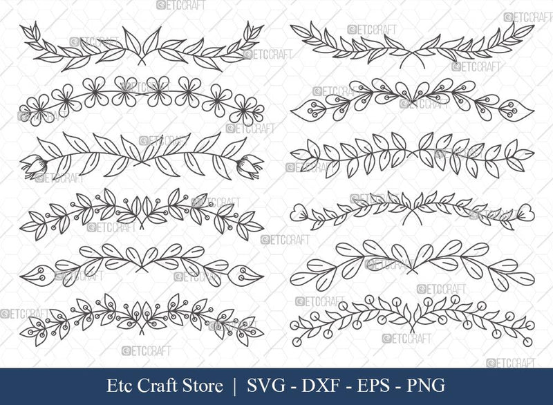 Hand Drawn Square Floral Frame SVG Cut Files | Flower Wreath SVG | Wedding Monogram SVG | Square Frame | Floral Text Logo Frame | SFF005 SVG ETC Craft 