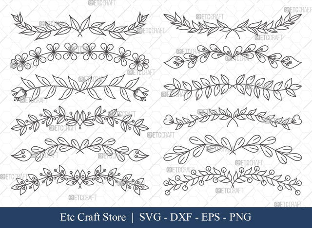 Hand Drawn Square Floral Frame SVG Cut Files | Flower Wreath SVG | Wedding Monogram SVG | Square Frame | Floral Text Logo Frame | SFF005 SVG ETC Craft 