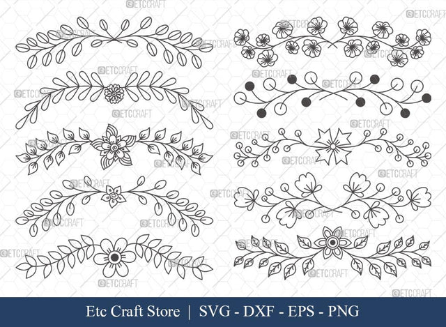 Hand Drawn Square Floral Frame SVG Cut Files | Flower Wreath SVG | Wedding Monogram SVG | Square Frame | Floral Text Logo Frame | SFF006 SVG ETC Craft 