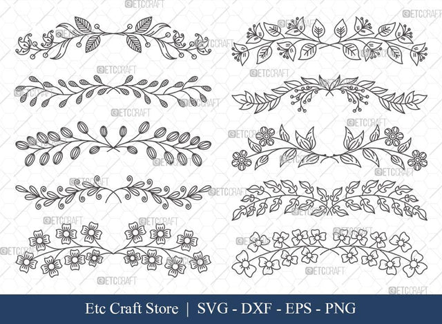 Hand Drawn Square Floral Frame SVG Cut Files | Flower Wreath SVG | Wedding Monogram SVG | Square Frame | Floral Text Logo Frame | SFF007 SVG ETC Craft 