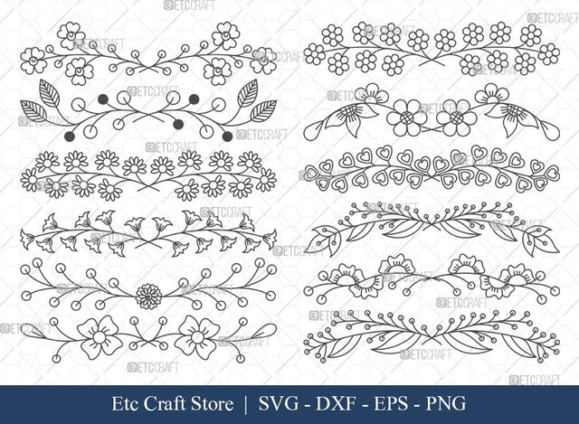 Hand Drawn Square Floral Frame SVG Cut Files | Flower Wreath SVG | Wedding Monogram SVG | Square Frame | Floral Text Logo Frame | SFF009 SVG ETC Craft 