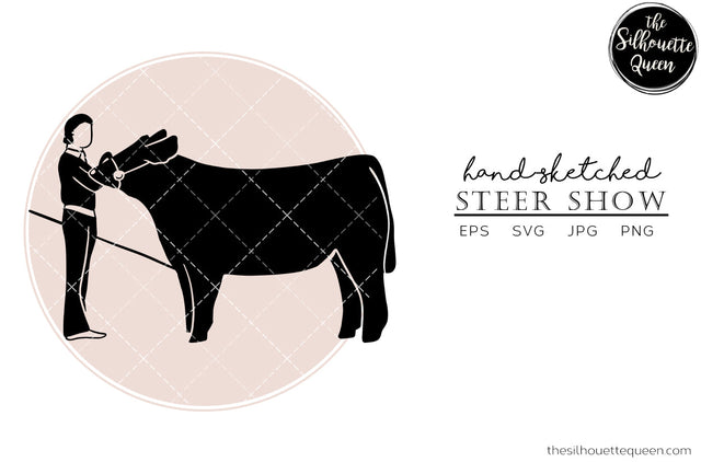 Hand drawn Steer Show clipart clip art, logo, cut files for Silhouette Cameo Studio, Cricut Design Space, Svg, Png, Vector Design SVG Loveleen Kaur 