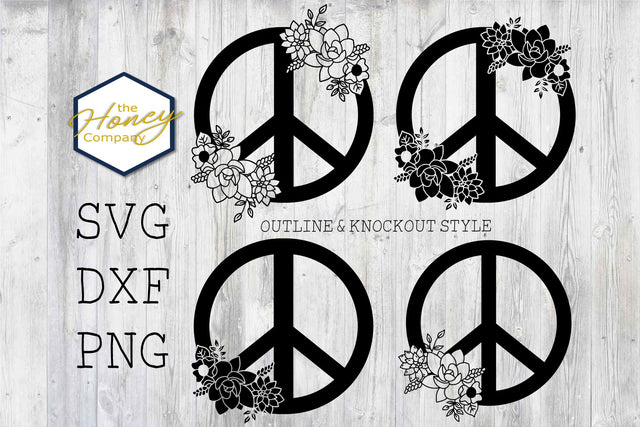 Hand Drawn Succulent Peace Sign SVG PNG DXF Flower Cut File SVG The Honey Company 