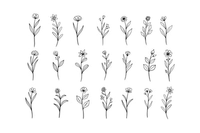 Hand Drawn Wildflower Line Art SVG Masyafi Studio 