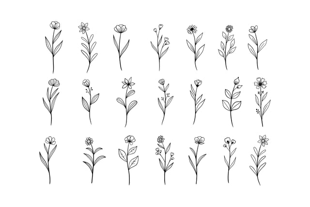 Hand Drawn Wildflower Line Art SVG Masyafi Studio 
