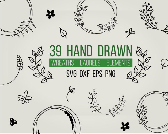 Hand drawn wreaths, laurels and elements SVG Boertiek 