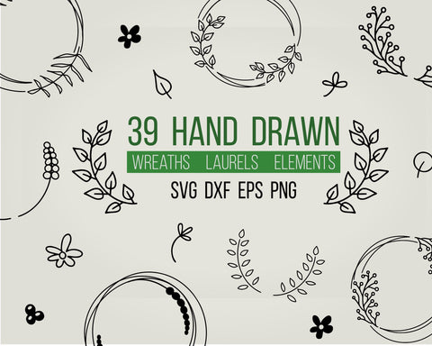 Hand drawn wreaths, laurels and elements SVG Boertiek 