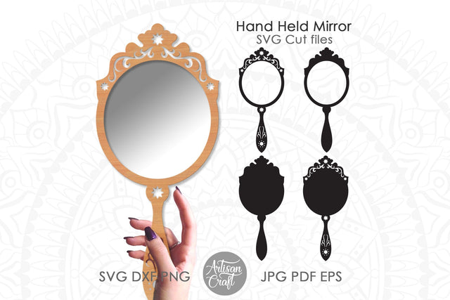 Hand held mirror SVG, Mirror clipart, hand held mirror, Cut file, Monogram SVG SVG Artisan Craft SVG 