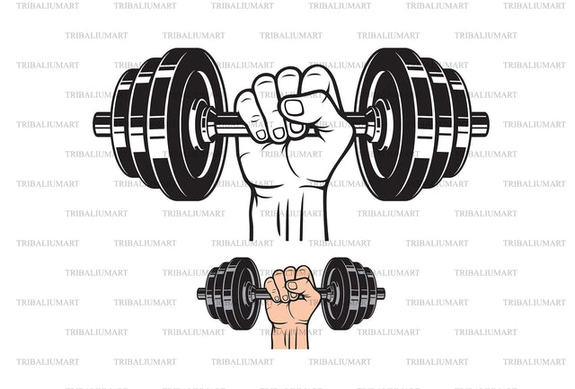 Hand Holding Barbell (weight or dumbbell) SVG TribaliumArtSF 