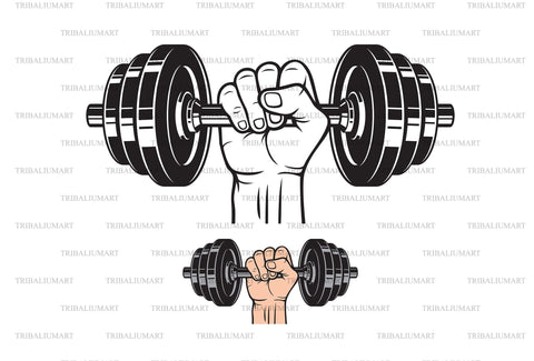 Hand Holding Barbell (weight or dumbbell) SVG TribaliumArtSF 