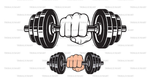 Hand Holding Barbell (weight or dumbbell) SVG TribaliumArtSF 