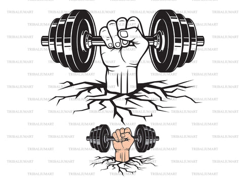 Hand Holding Barbell (weight or dumbbell) SVG TribaliumArtSF 