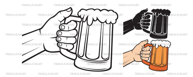 Hand Holding Beer Mug SVG TribaliumArtSF 