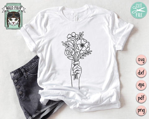 Hand Holding Flowers SVG Cut File SVG Wild Pilot 