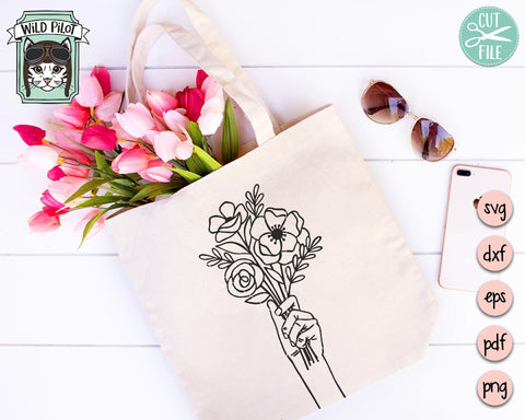 Hand Holding Flowers SVG Cut File SVG Wild Pilot 