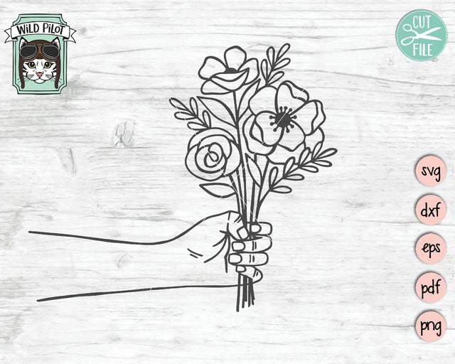 Hand Holding Flowers SVG Cut File SVG Wild Pilot 