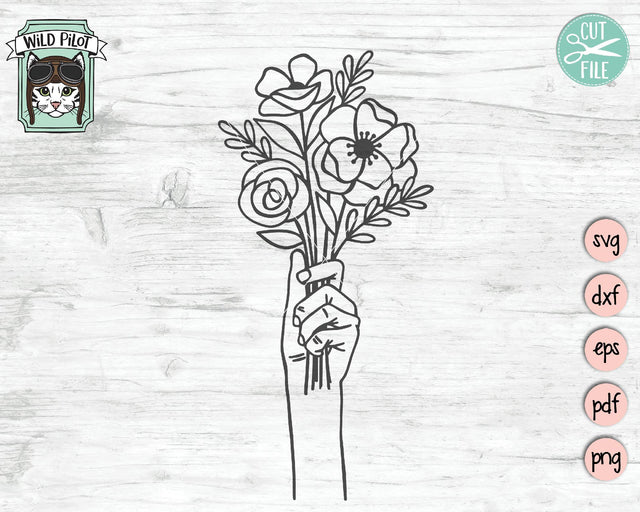 Hand Holding Flowers SVG Cut File SVG Wild Pilot 
