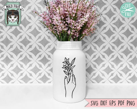 Hand Holding Flowers SVG, Hand Holding Bouquet Cut File, Flower SVG, Floral SVG, Flower Clipart, Hand svg, Wedding Flowers svg File, Vector SVG Wild Pilot 