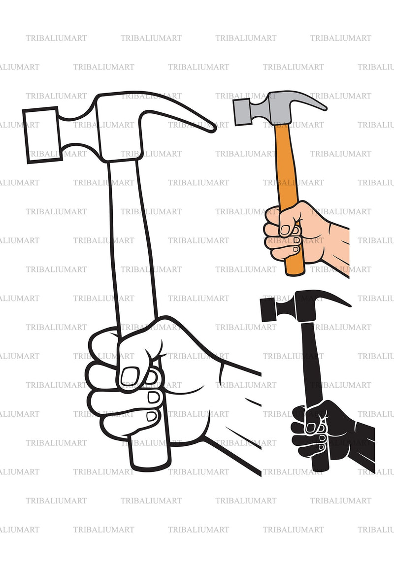 Hand holding hammer SVG TribaliumArtSF 