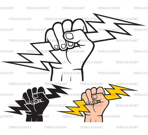 Hand Holding Lightning Bolt SVG TribaliumArtSF 
