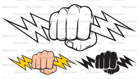 Hand Holding Lightning Bolt SVG TribaliumArtSF 