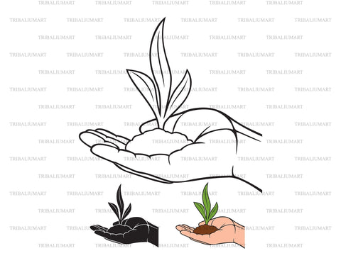 Hand Holding Plant SVG TribaliumArtSF 