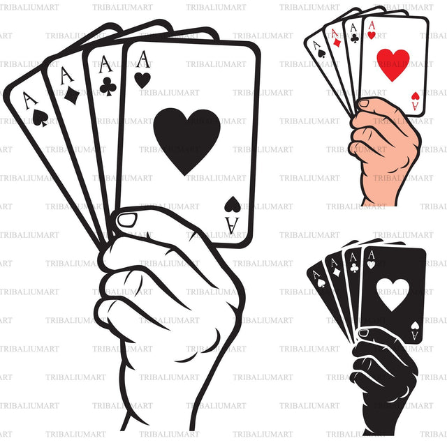 Hand holding playing card SVG TribaliumArtSF 