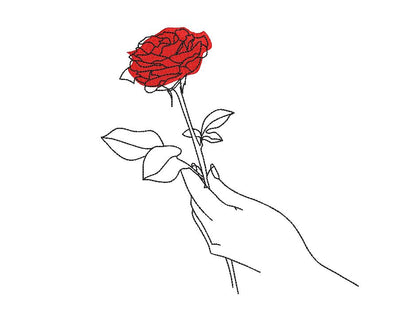 Hand holding Rose Valentine Machine Embroidery (2) Embroidery/Applique DESIGNS Canada Embroidery 