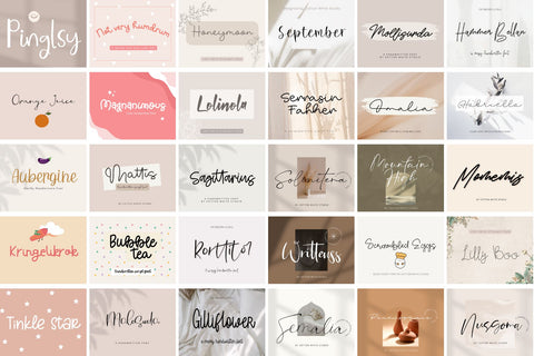 Hand-Lettered Bundle 100+ Fonts Included Font Cotton White Studio 