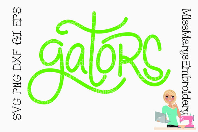 Hand Lettered Gators SVG MissMarysEmbroidery 