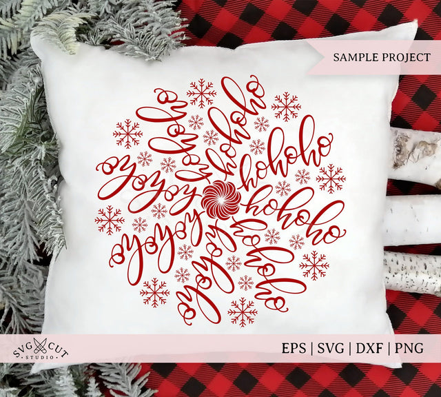 Hand Lettered Ho Ho Ho Mandala SVG files SVG SVG Cut Studio 